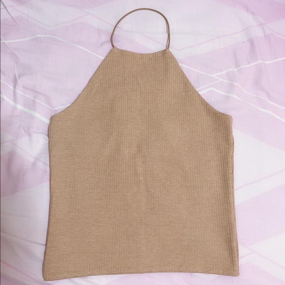 Tan rib halter top